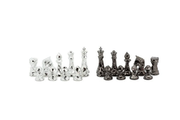 DAL ROSSI | CHESS PIECES - DIAMOND CUT GEOMETRIC TITANIUM/SILVER FINISH