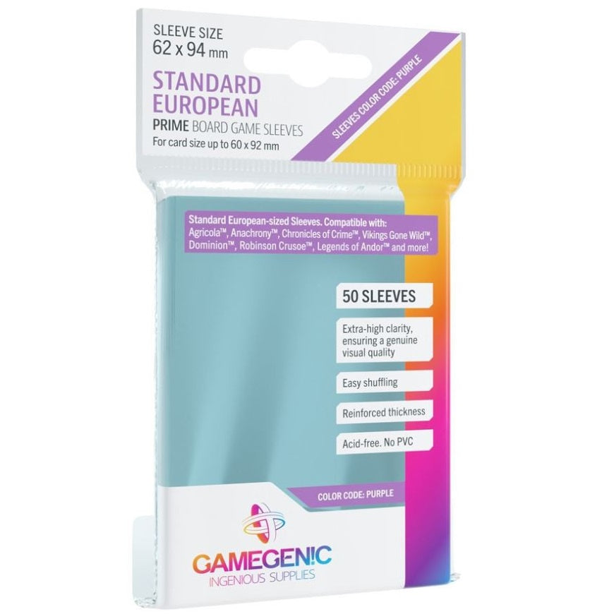 GAMEGENIC CARD SLEEVES | PRIME - STANDARD EUROPEAN 60X92 (CODE PURPLE)