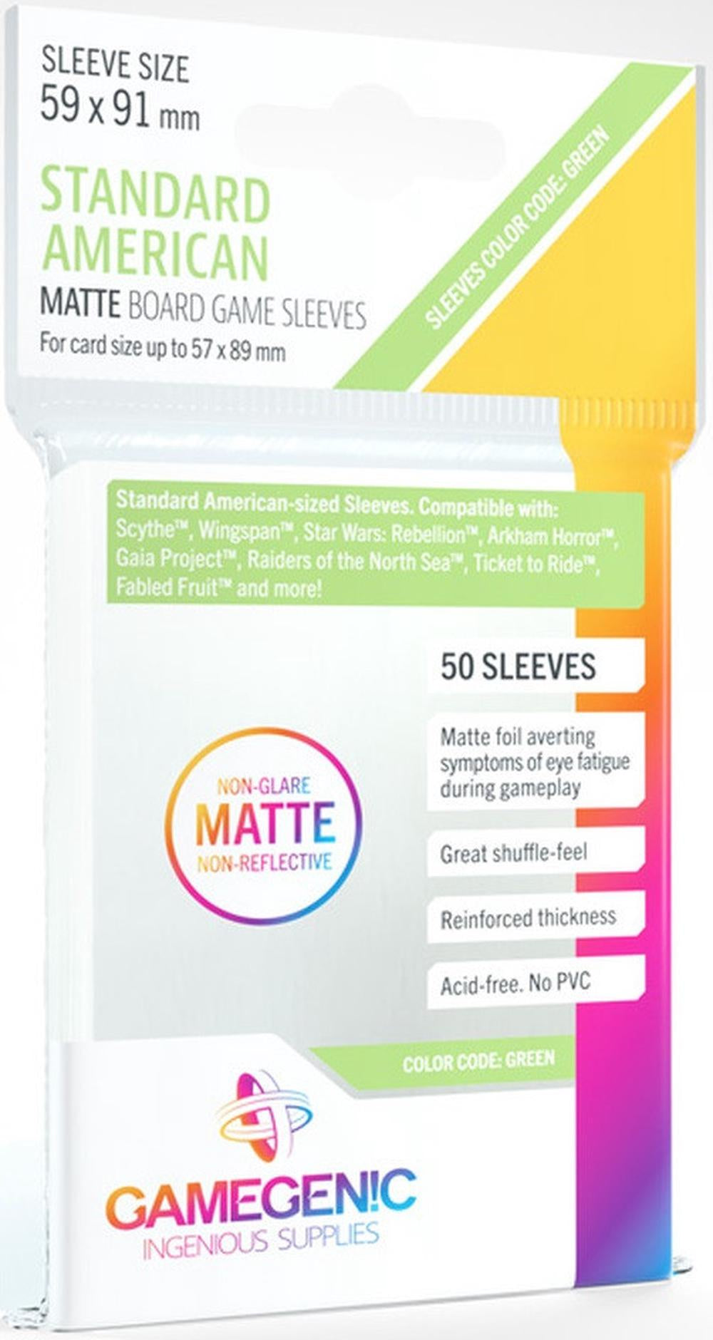 GAMEGENIC CARD SLEEVES | STANDARD AMERICAN - CLEAR MATTE (59 x 91mm) (50 PACK)