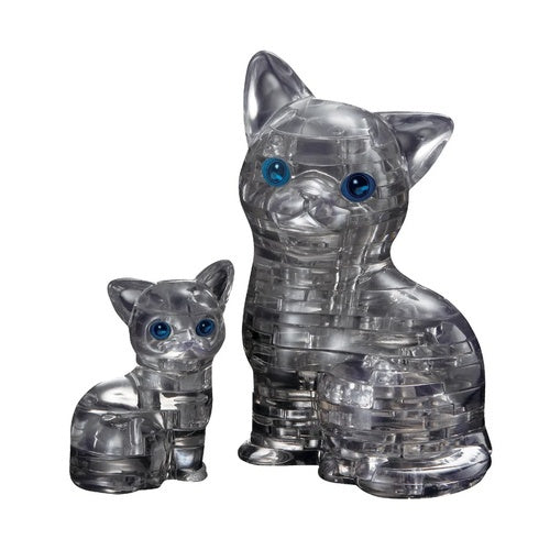 3D BLACK CAT & KITTEN CRYSTAL PUZZLE