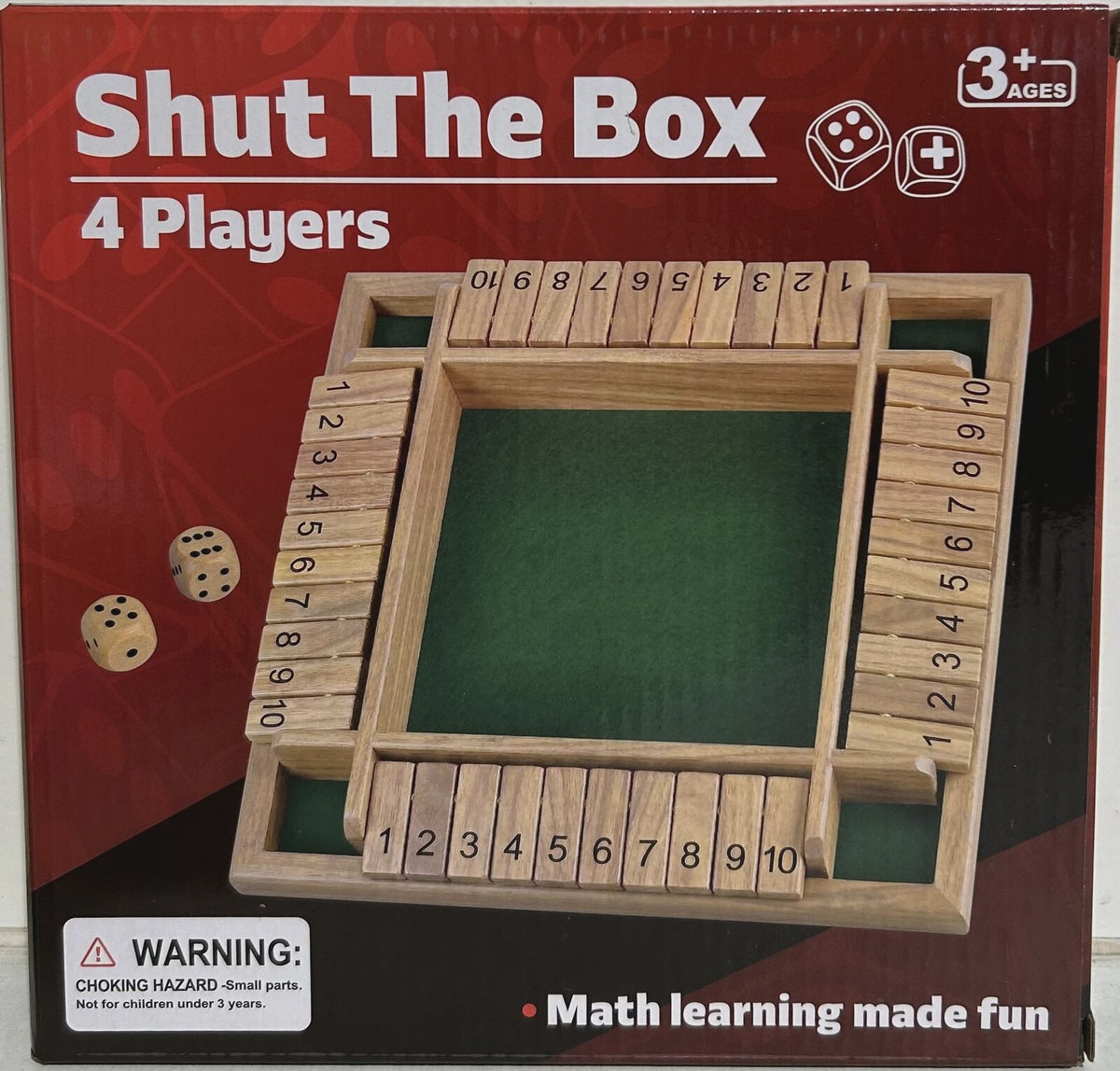 WOODEN SHUT THE BOX 4 PLAYER