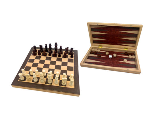 3 IN 1 30CM WOOD CHESS/CHECKERS/BACKGAMMON
