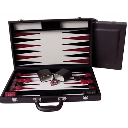 Backgammon 15 inch Brown Leather Set by Dal Rossi