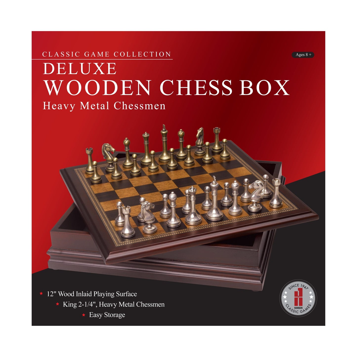 CHESS BOX W/METAL CHESSMEN