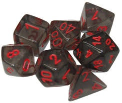 CHESSEX 7 DICE SET | TRANSLUCENT SMOKE/RED