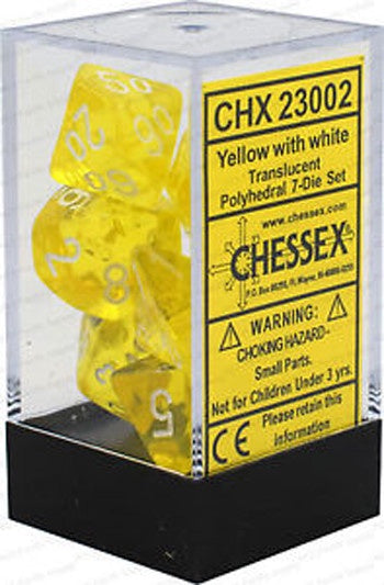 CHESSEX 7 DICE SET | TRANSLUCENT YELLOW/WHITE