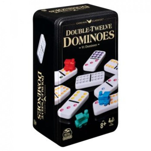 CLASSIC D/12 COL DOMINOES W ITH MEXICAN TRAIN  IN TIN