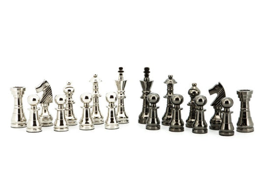 DAL ROSSI | CHESS PIECES 115Mm - DARK TITANIUM AND SILVER