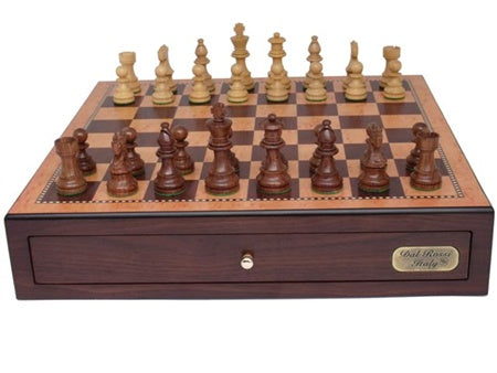 DAL ROSSI | CHESS SET 18" 45cm BOX DRAWERS - WALNUT - BOARD AND PIECES