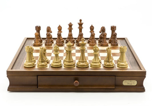 DAL ROSSI | CHESS SET 20" WALNUT - 110mm BOXWOOD PIECES - BOARD AND PIECES