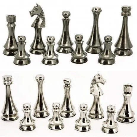 Dal Rossi Chess Pieces Dark Titanium & Silver 85mm