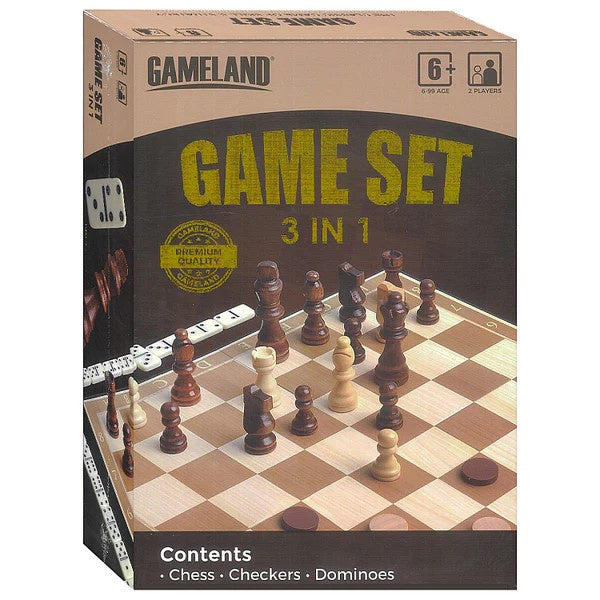 GAMELAND | 3 IN 1 - CHESS / CHECKERS / DOMINOES