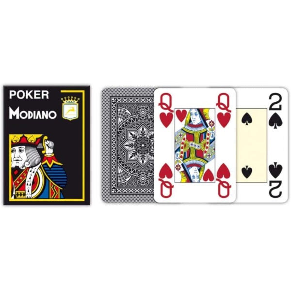 MODIANO CARDS | POKER LARGE PRINT 100% PLASTIC - BLACK – Games Chain