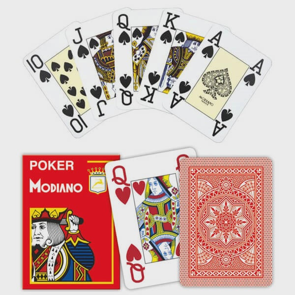 MODIANO CARDS | POKER LARGE PRINT 100% PLASTIC - RED