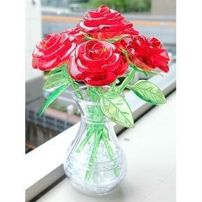 3D CRYSTAL PUZZLE - 6 RED ROSES
