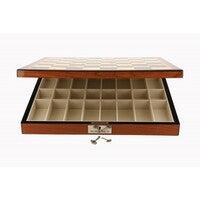 DAL ROSSI 16 IN WALNUT FINISH CHESS BOX WITH COMPARTMENTS