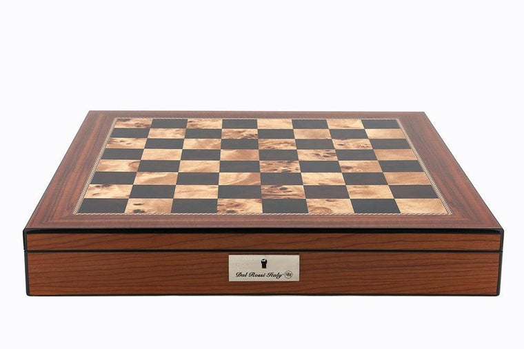 DAL ROSSI 16 IN WALNUT FINISH CHESS BOX WITH COMPARTMENTS