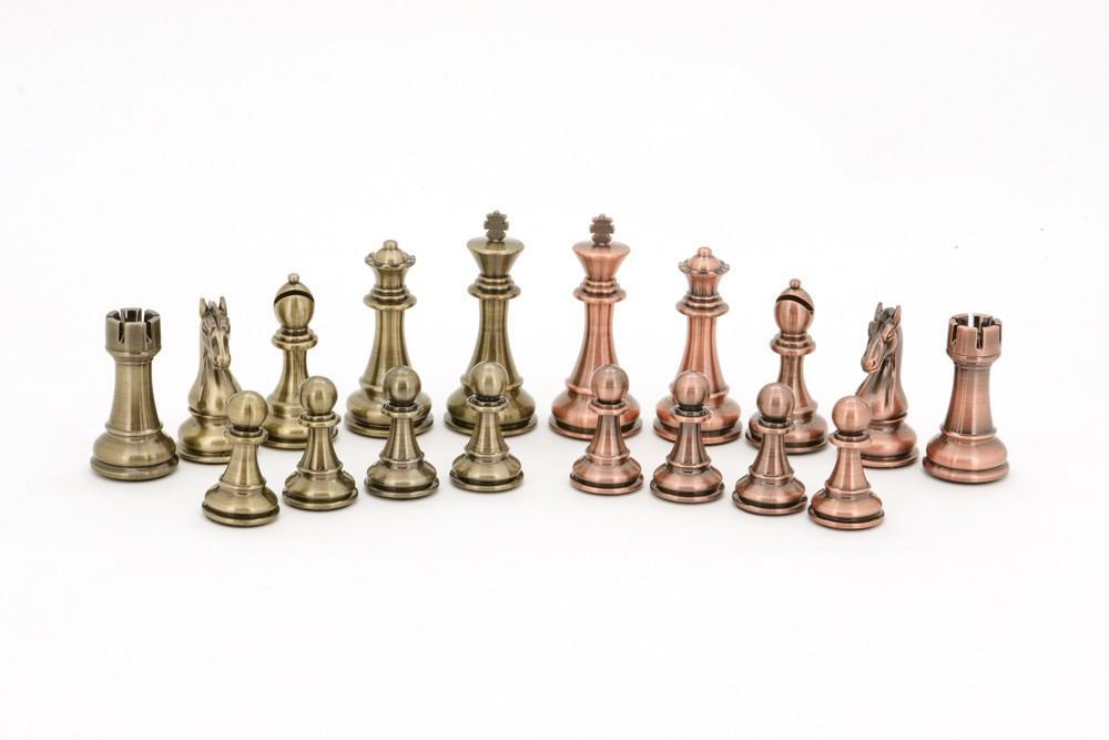 DAL ROSSI BRONZE AND COPPER WEIGHT CHESS PIECES 110 MM
