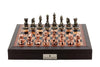 DAL Rossi Italy  Brown PU Leather Bevelled Edge Chess set 18"